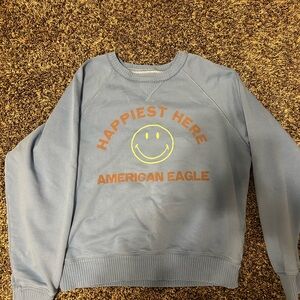 American Eagle Outfitters Gray Smiley Face Sweater